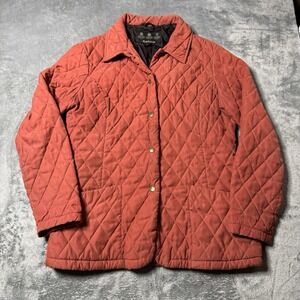 Barbour Deveron Diamond Quilted Jacket Womens Size 10 Orange Puffer‎ Coat